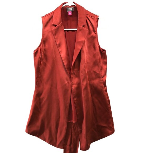 Vince Camuto Tops - Vince Camuto Satin Vest Jacket Womens XS Sleeveless Tie Waist Top Copper
